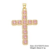Classic Style Cross Copper Plating Inlay Zircon 18k Gold Plated Charms Jewelry Accessories sku image 27