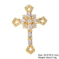 Classic Style Cross Copper Plating Inlay Zircon 18k Gold Plated Charms Jewelry Accessories sku image 12