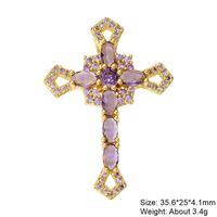 Classic Style Cross Copper Plating Inlay Zircon 18k Gold Plated Charms Jewelry Accessories sku image 14