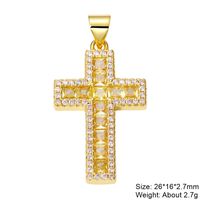 Classic Style Cross Copper Plating Inlay Zircon 18k Gold Plated Charms Jewelry Accessories sku image 1