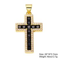Classic Style Cross Copper Plating Inlay Zircon 18k Gold Plated Charms Jewelry Accessories sku image 2