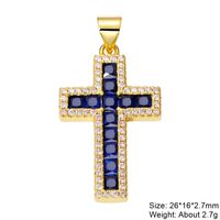 Classic Style Cross Copper Plating Inlay Zircon 18k Gold Plated Charms Jewelry Accessories sku image 3