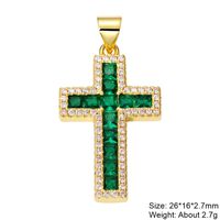 Classic Style Cross Copper Plating Inlay Zircon 18k Gold Plated Charms Jewelry Accessories sku image 7
