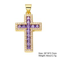 Classic Style Cross Copper Plating Inlay Zircon 18k Gold Plated Charms Jewelry Accessories sku image 8