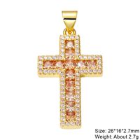 Classic Style Cross Copper Plating Inlay Zircon 18k Gold Plated Charms Jewelry Accessories sku image 6