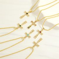 Simple Style Cross Heart Shape Copper 18k Gold Plated Zircon Pendant Necklace In Bulk main image 9
