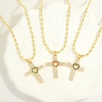 Einfacher Stil Kreuzen Herzform Kupfer 18 Karat Vergoldet Zirkon Halskette Mit Anhänger In Masse main image 6