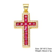 Classic Style Cross Copper Plating Inlay Zircon 18k Gold Plated Charms Jewelry Accessories sku image 4