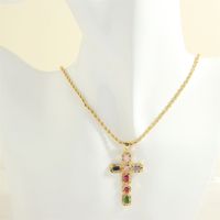 Simple Style Cross Heart Shape Copper 18k Gold Plated Zircon Pendant Necklace In Bulk main image 3