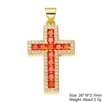 Classic Style Cross Copper Plating Inlay Zircon 18k Gold Plated Charms Jewelry Accessories sku image 5