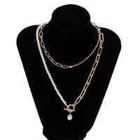 Simple Style Round Imitation Pearl Alloy Wholesale Pendant Necklace main image 4