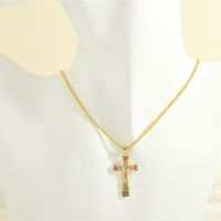 Einfacher Stil Kreuzen Herzform Kupfer 18 Karat Vergoldet Zirkon Halskette Mit Anhänger In Masse sku image 4