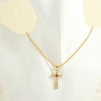 Simple Style Cross Heart Shape Copper 18k Gold Plated Zircon Pendant Necklace In Bulk sku image 7