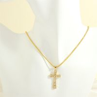Simple Style Cross Heart Shape Copper 18k Gold Plated Zircon Pendant Necklace In Bulk sku image 9