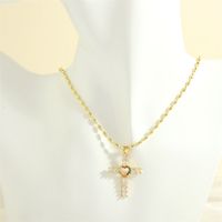 Simple Style Cross Heart Shape Copper 18k Gold Plated Zircon Pendant Necklace In Bulk sku image 11