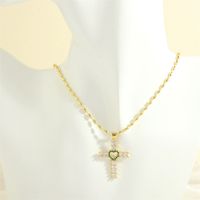 Simple Style Cross Heart Shape Copper 18k Gold Plated Zircon Pendant Necklace In Bulk sku image 12