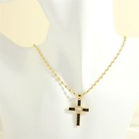 Simple Style Cross Heart Shape Copper 18k Gold Plated Zircon Pendant Necklace In Bulk sku image 15
