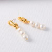 Retro Knot Brass Pearl Plating Drop Earrings 1 Pair sku image 2