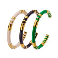 Simple Style Color Block Titanium Steel Polishing Epoxy Bangle 1 Piece main image 4