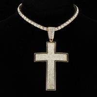 Casual Hip-hop Cross Solid Color Stainless Steel Alloy Inlay Rhinestones Unisex Pendant Necklace main image 2