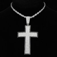 Casual Hip-hop Cross Solid Color Stainless Steel Alloy Inlay Rhinestones Unisex Pendant Necklace main image 1