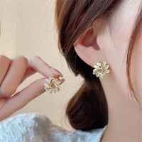 1 Pair Sweet Commute Petal Plating Hollow Out Inlay Alloy Opal Ear Studs main image 1