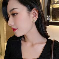 1 Pair Sweet Commute Petal Plating Hollow Out Inlay Alloy Opal Ear Studs main image 4