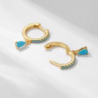 1 Pair Ig Style Water Droplets Plating Inlay Sterling Silver Turquoise 14k Gold Plated Rhodium Plated Drop Earrings main image 8