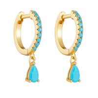 1 Pair Ig Style Water Droplets Plating Inlay Sterling Silver Turquoise 14k Gold Plated Rhodium Plated Drop Earrings main image 4