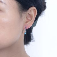 1 Pair Ig Style Water Droplets Plating Inlay Sterling Silver Turquoise 14k Gold Plated Rhodium Plated Drop Earrings main image 3