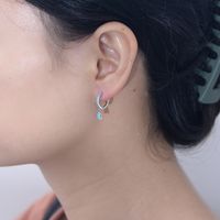 1 Pair Ig Style Water Droplets Plating Inlay Sterling Silver Turquoise 14k Gold Plated Rhodium Plated Drop Earrings main image 2