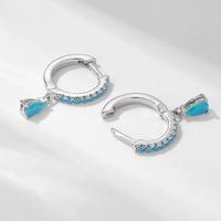 1 Pair Ig Style Water Droplets Plating Inlay Sterling Silver Turquoise 14k Gold Plated Rhodium Plated Drop Earrings main image 5