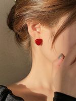 1 Pair Fairy Style Cute Heart Shape Enamel Plating Alloy Gold Plated Ear Studs sku image 2