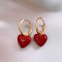 1 Paar Elegant Romantisch Süss Herzform Überzug Rostfreier Stahl Kupfer Vergoldet Ohrringe main image 3