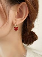 1 Pair Elegant Romantic Sweet Heart Shape Plating Stainless Steel Copper Gold Plated Earrings main image 1