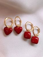 1 Pair Elegant Romantic Sweet Heart Shape Plating Stainless Steel Copper Gold Plated Earrings main image 8