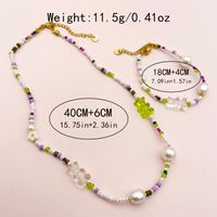 Basic Vacation Sweet Geometric Gold Plated Pearl Beads 304 Stainless Steel Beaded Wholesale Bracelets Necklace main image 2