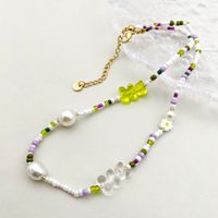 Basic Vacation Sweet Geometric Gold Plated Pearl Beads 304 Stainless Steel Beaded Wholesale Bracelets Necklace sku image 2