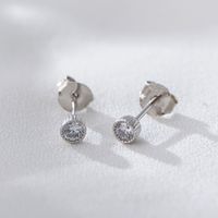 1 Pair Ig Style Circle Inlay Sterling Silver Zircon 14k Gold Plated Rhodium Plated Ear Studs main image 2