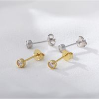 1 Pair Ig Style Circle Inlay Sterling Silver Zircon 14k Gold Plated Rhodium Plated Ear Studs main image 5