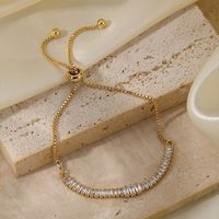 Elegant Commute Shiny Solid Color Copper Plating Inlay Zircon 18k Gold Plated Bracelets main image 1
