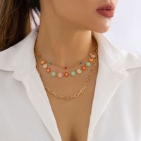 Sweet Flower Alloy Copper Layered Necklaces sku image 1