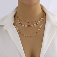 Sweet Flower Alloy Copper Layered Necklaces main image 4
