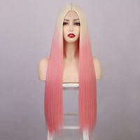 Women's Sweet Holiday Party Chemical Fiber High Temperature Wire Centre Parting Long Straight Hair Wigs main image 10