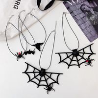 Exaggerated Funny Spider Web Alloy Sponge Three-dimensional Halloween Women's Necklace main image 3