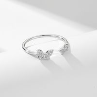 Ig Style Butterfly Sterling Silver Plating Inlay Zircon 14k Gold Plated Rhodium Plated Open Rings main image 7