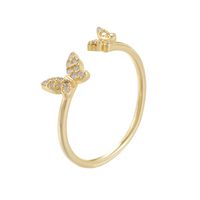 Ig Style Butterfly Sterling Silver Plating Inlay Zircon 14k Gold Plated Rhodium Plated Open Rings main image 5