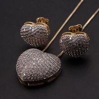 Ig Style Simple Style Commute Heart Shape Copper Plating Inlay Zircon White Gold Plated Gold Plated Earrings Necklace main image 3