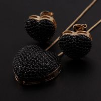 Ig Style Simple Style Commute Heart Shape Copper Plating Inlay Zircon White Gold Plated Gold Plated Earrings Necklace sku image 2