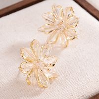 1 Pair French Style Sweet Flower Plating Inlay Alloy Crystal 14k Gold Plated Ear Studs main image 5
